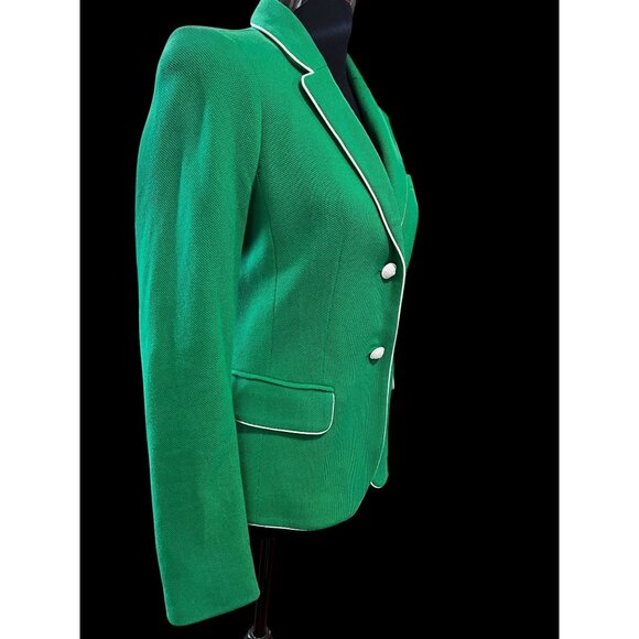 Gap Academy Blazer Womens 0 Green/White Piping Trim FALL ivy league preppy AMERI - Picture 3 of 8